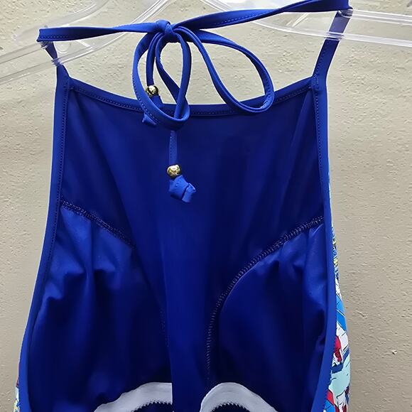 Vineyard Vines One Piece Swimsuit America's Cup Yacht Halter Multicolor Medium - Picture 5 of 9